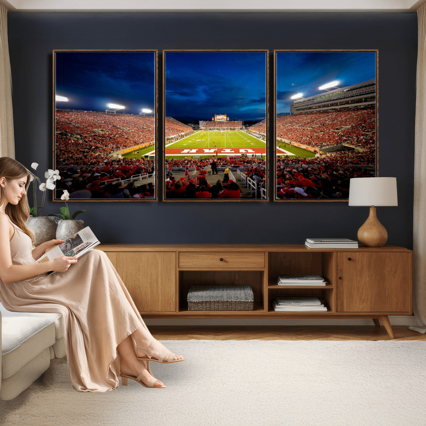74019251-MGV-CV-36X24 - Rice-Eccles Stadium Wall Art Canvas Print - Utah Salt Lake City Stadium Print