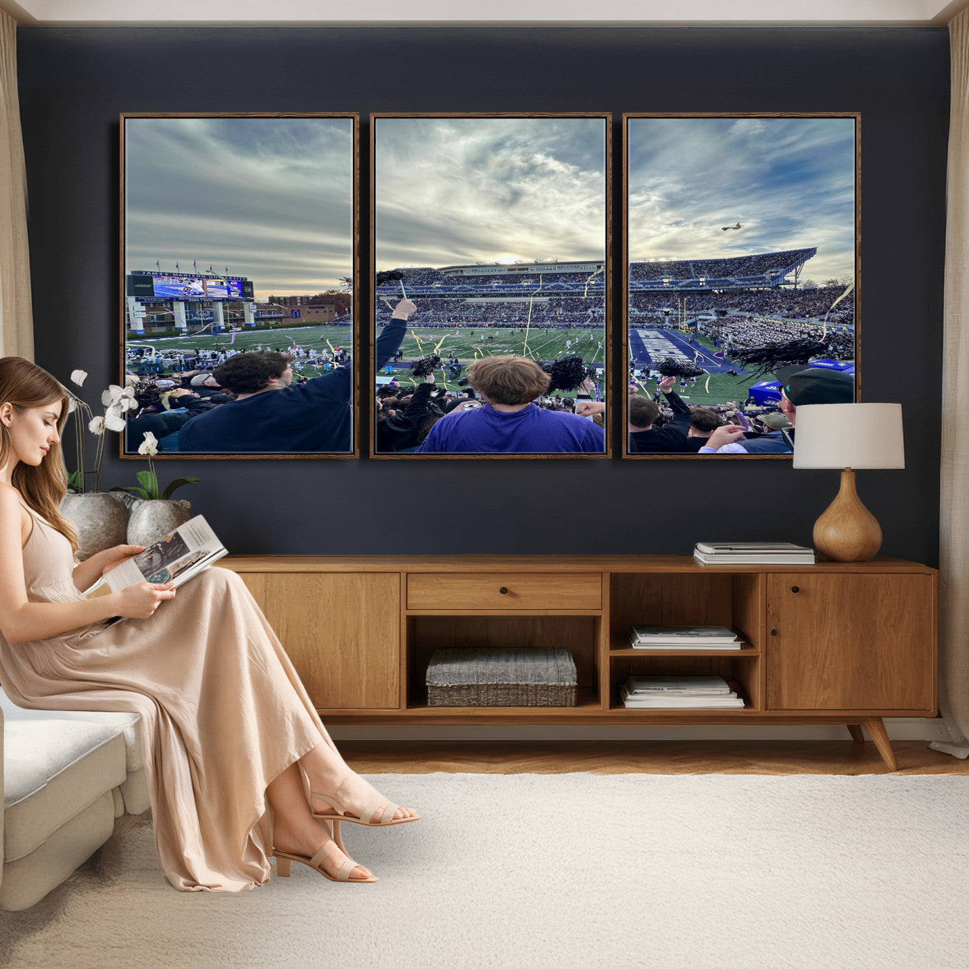400867JMU-MGV-CV-36X24 - JMU Stadium Wall Art Canvas Print for Game Room Decor - James Madison University Stadium