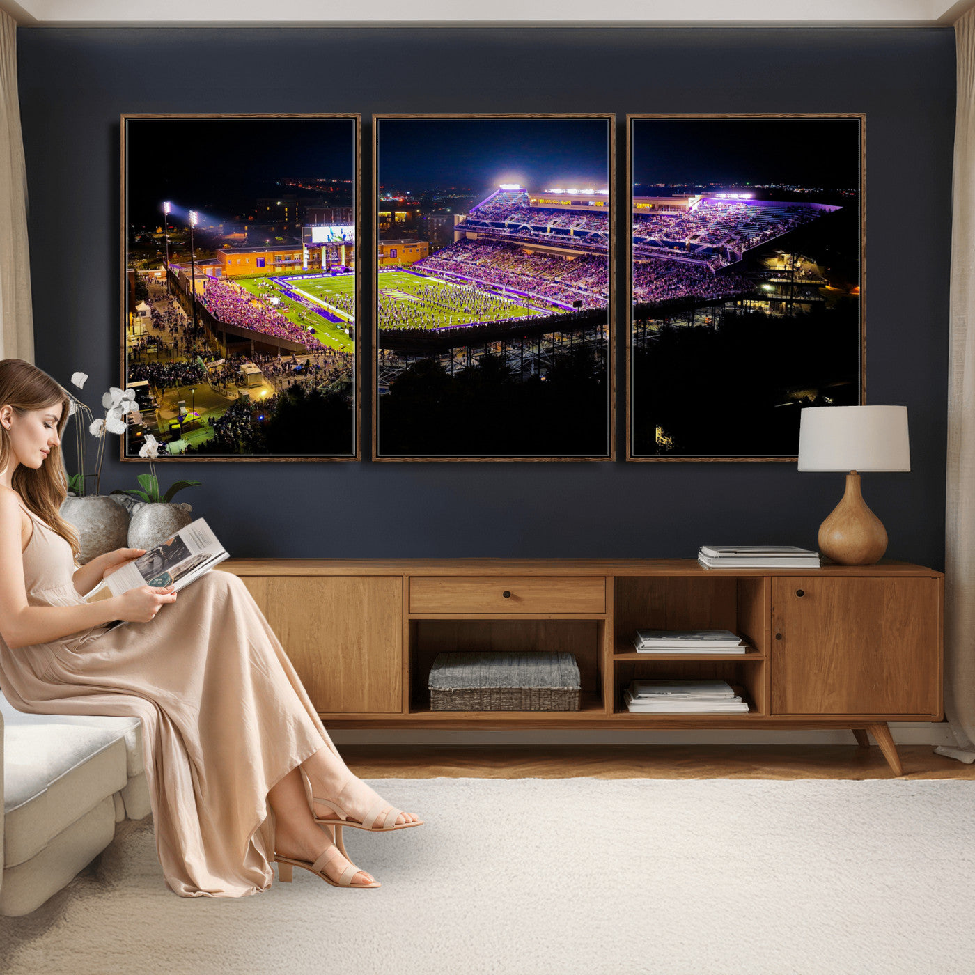 400867JMU2-MGV-CV-36X24 - JMU Stadium Wall Art Canvas Print for Game Room Decor - James Madison University Stadium