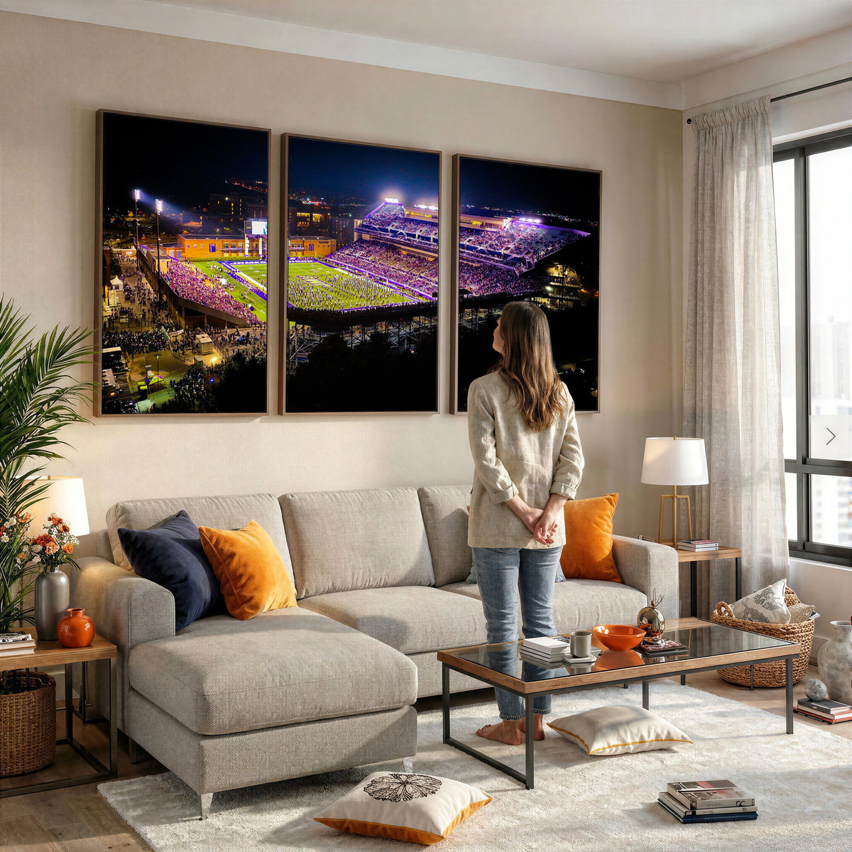 400867JMU2-MGV-CV-36X24 - JMU Stadium Wall Art Canvas Print for Game Room Decor - James Madison University Stadium