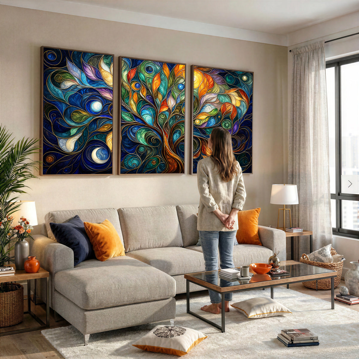 60127105-MGV-CV-36X24 - Psychedelic Tree Of Life Wall Art - Vibrant Swirl Cosmic Nature Decor