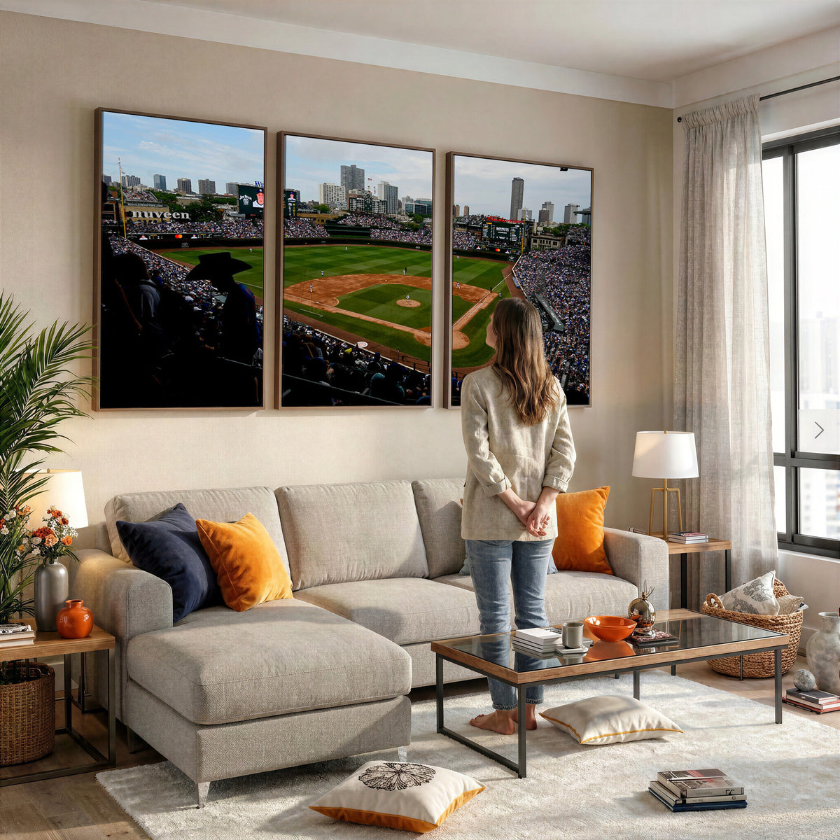34859D-MGV-CV-36X24 - Chicago Cubs Baseball Team Print - Wrigley Field Stadium