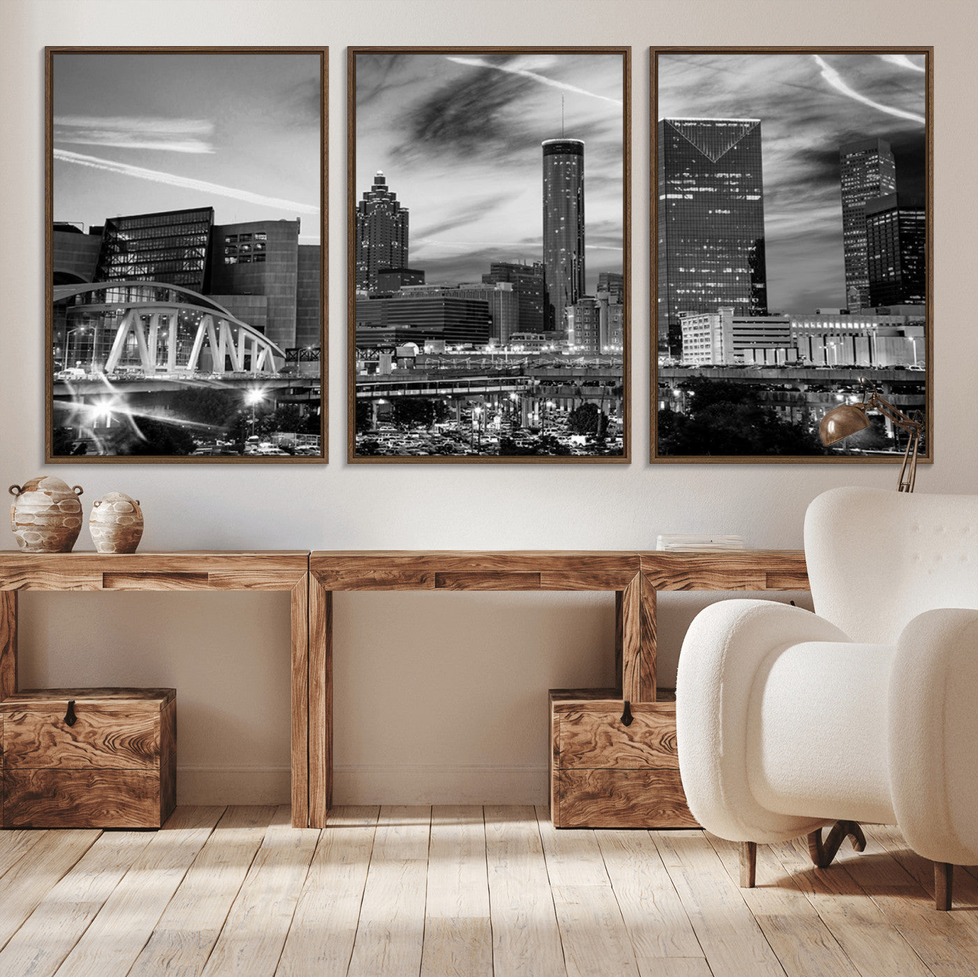 34800-MGV-CV-36X24-Black and White Atlanta Wall Art Canvas Print