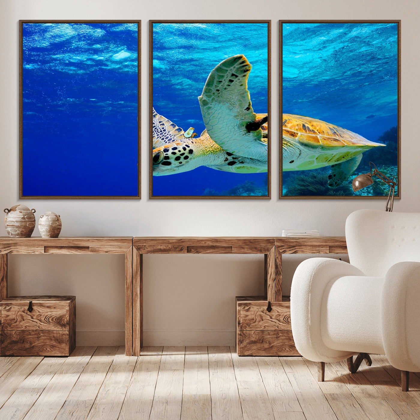 16292-MGV-CV-36X24-Sea Turtle Wall Art Canvas Print, Sea life in the Ocean Wall Art Printing