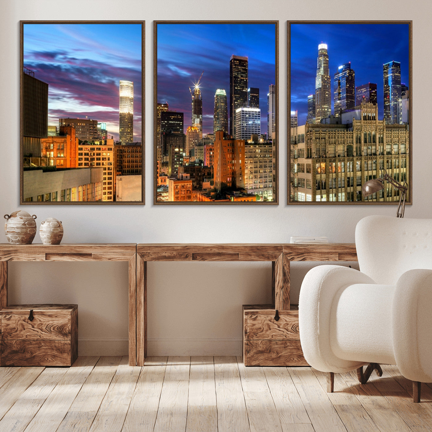 MGV-FC-60X30-3P - Los Angeles Night Wall Art Canvas Print