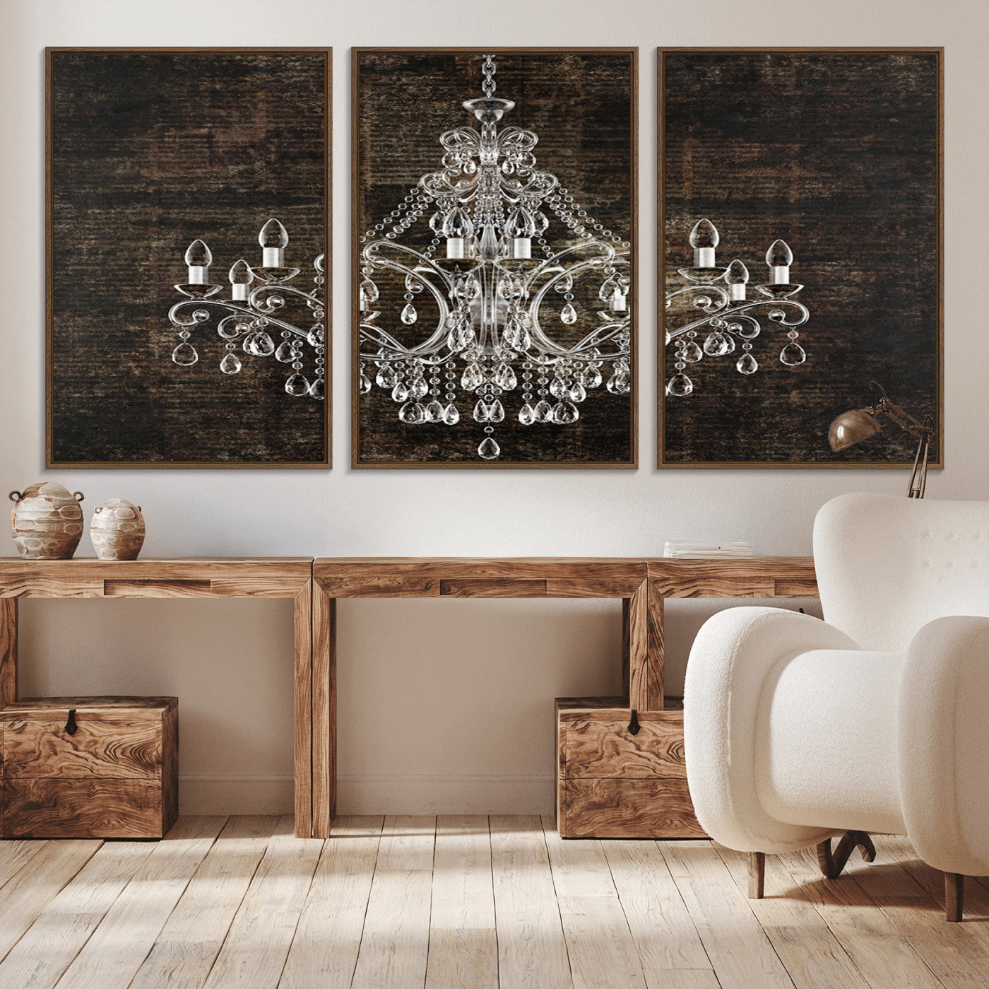 MGV-FC-60X30-3P - Rustic Chandelier Canvas Print