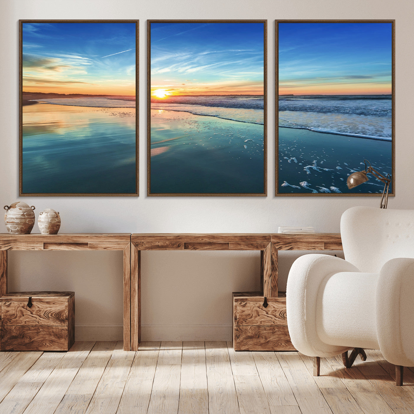 MGV-FC-60X30-3P - Blue Sky and Beach Wall Art Canvas Print