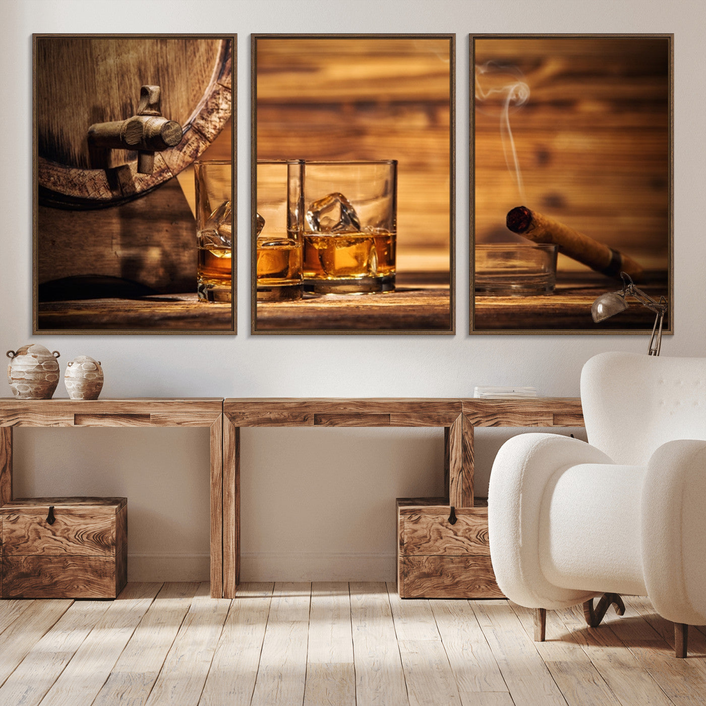 -Rustic Whiskey and Barrel Canvas Print