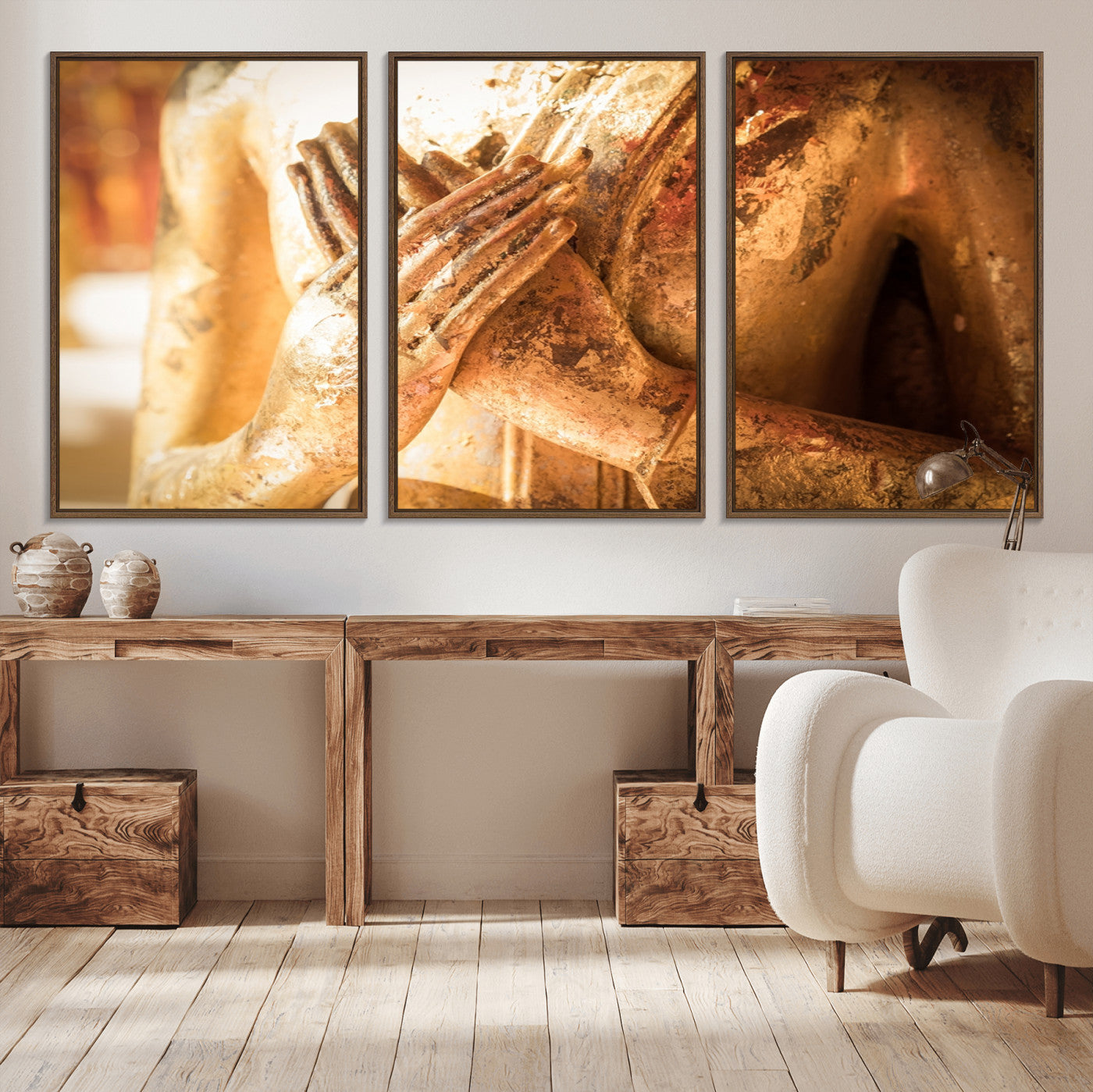 87005-MGV-CV-36X24-Buddha Statue Hands Wall Art Canvas Print