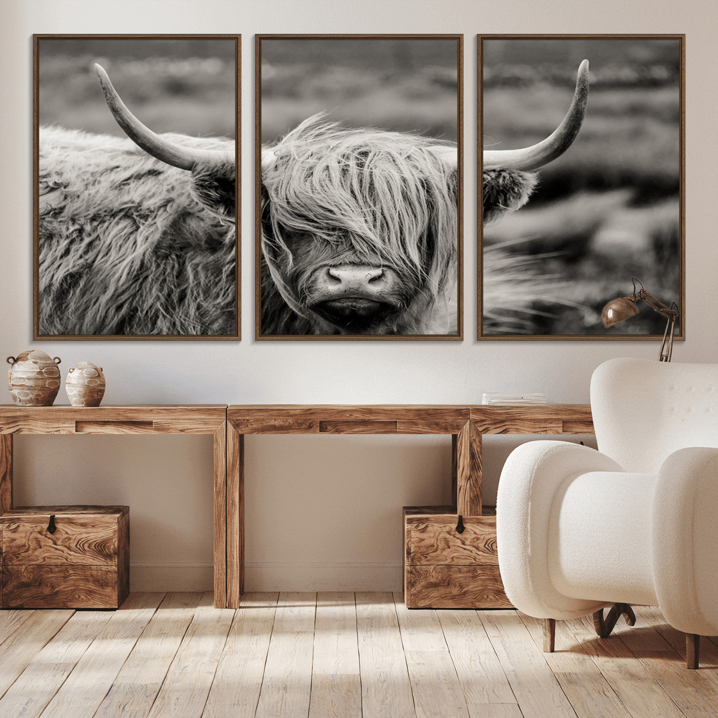 MGV-FC-60X30-3P - Cow Focus Canvas Wall Art Print