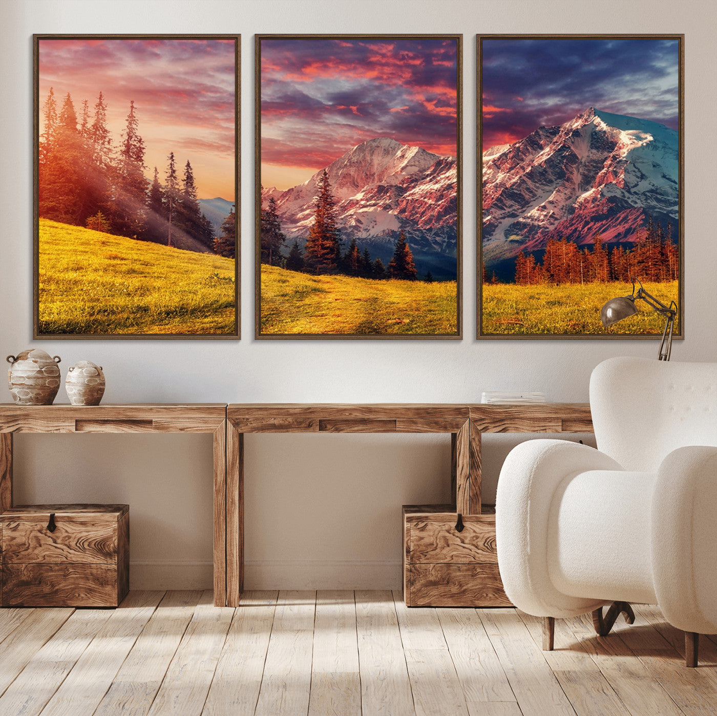 48448-MGV-CV-36X24-Mountain and Daylight Red Sunset Wall Art Canvas Print