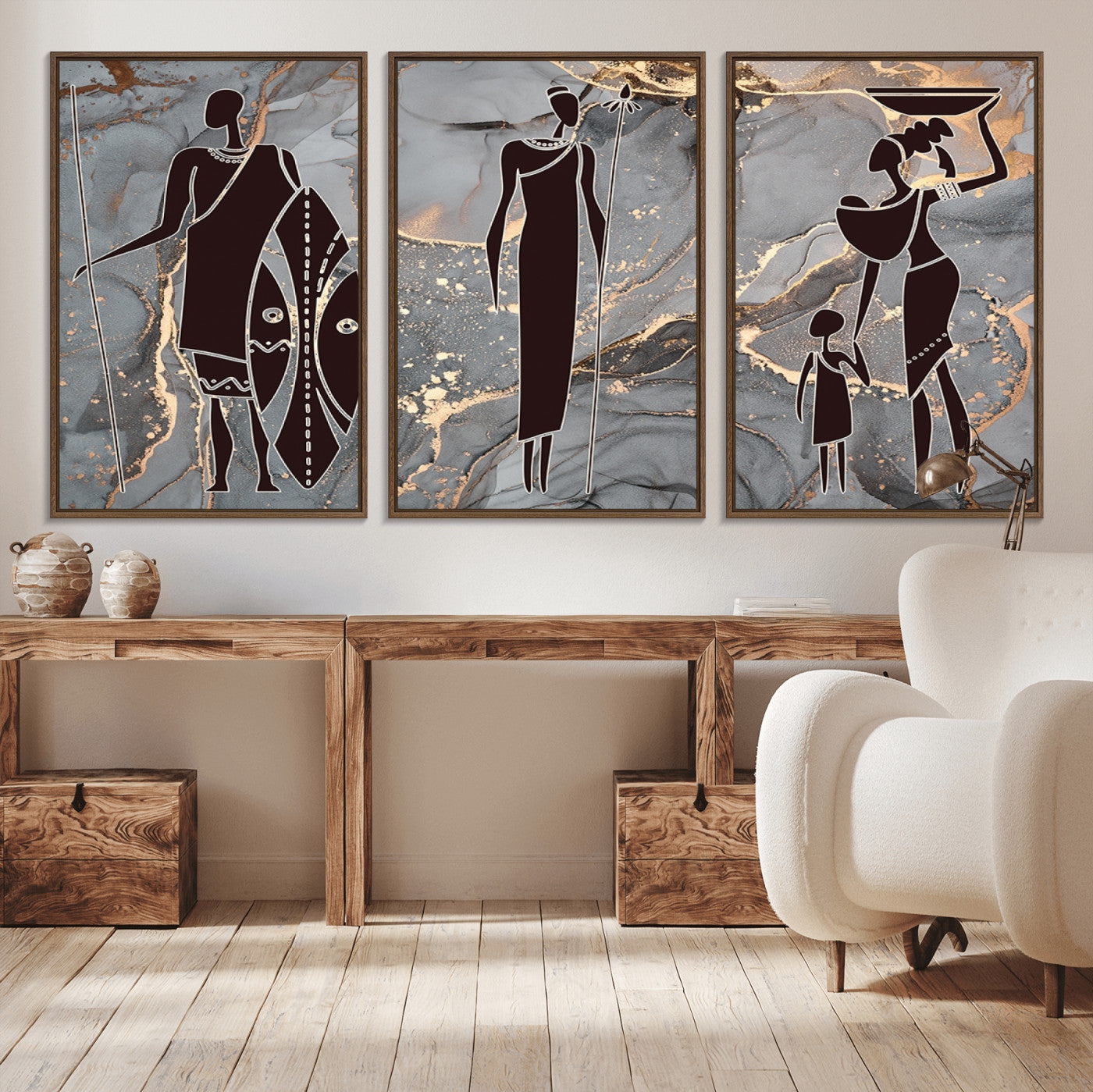 81756-MGV-CV-36X24-African American Wall Art – Elegant African Women Canvas Print, Modern Ethnic Painting for Living Room or Office Decor