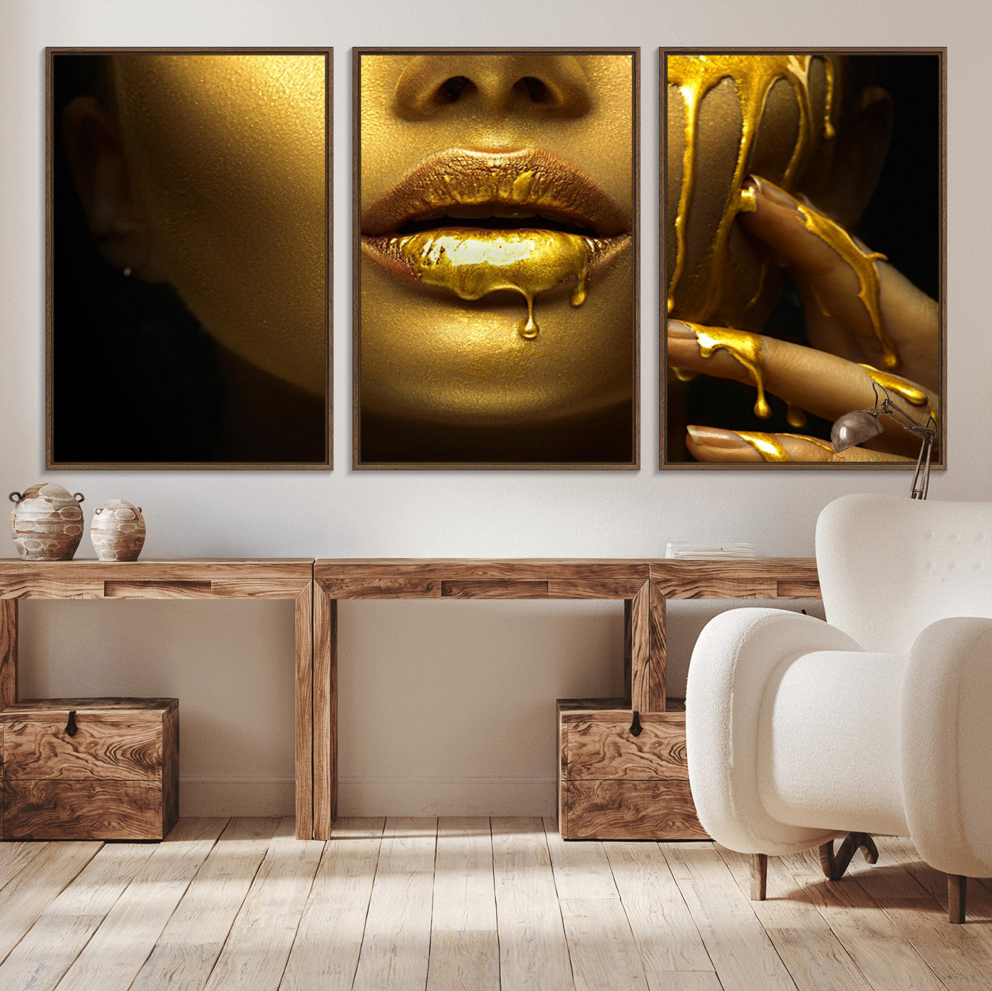 -Gold and Women Wall Art Canvas Print