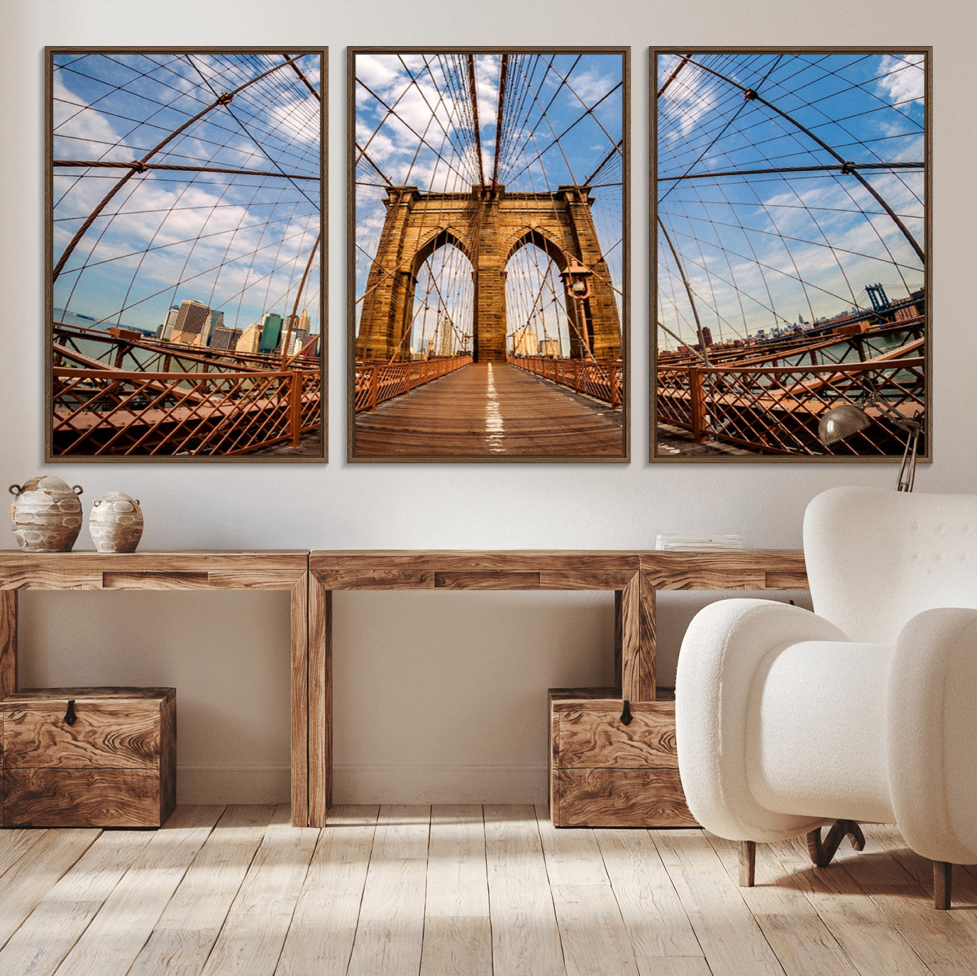 44467-MGV-CV-36X24-Brooklyn Bridge Manhattan Wall Art Canvas Print