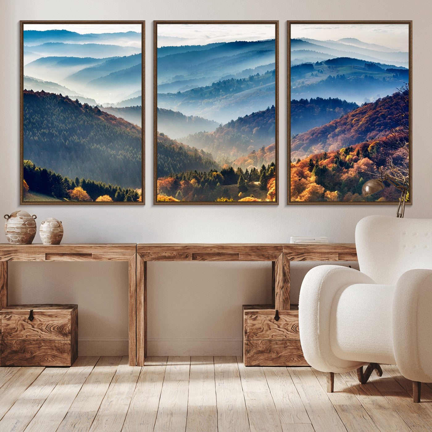 MGV-FC-60X30-3P - Mountains Forest Autumn Wall Art Canvas Print