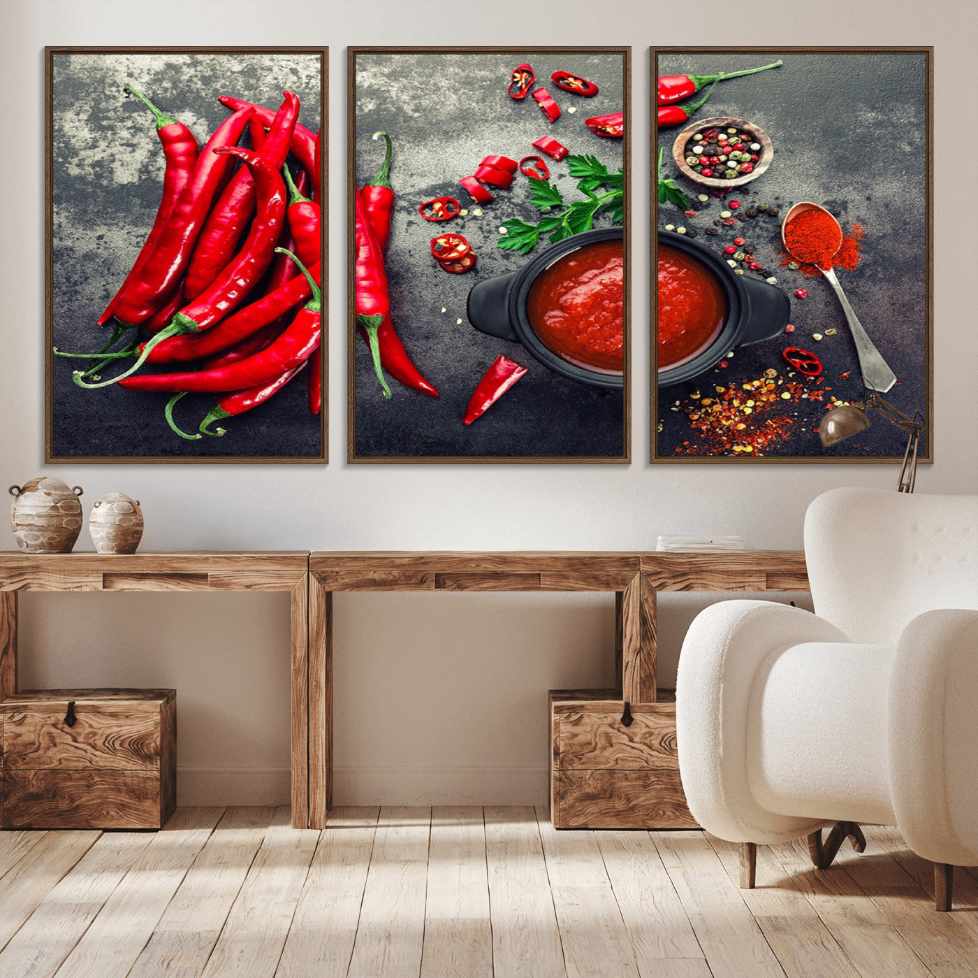 10860-MGV-CV-36X24-Red Pepper Kitchen and Restaurant Wall Wall Art, Red Pepper Kitchen Wall Decor Canvas Print