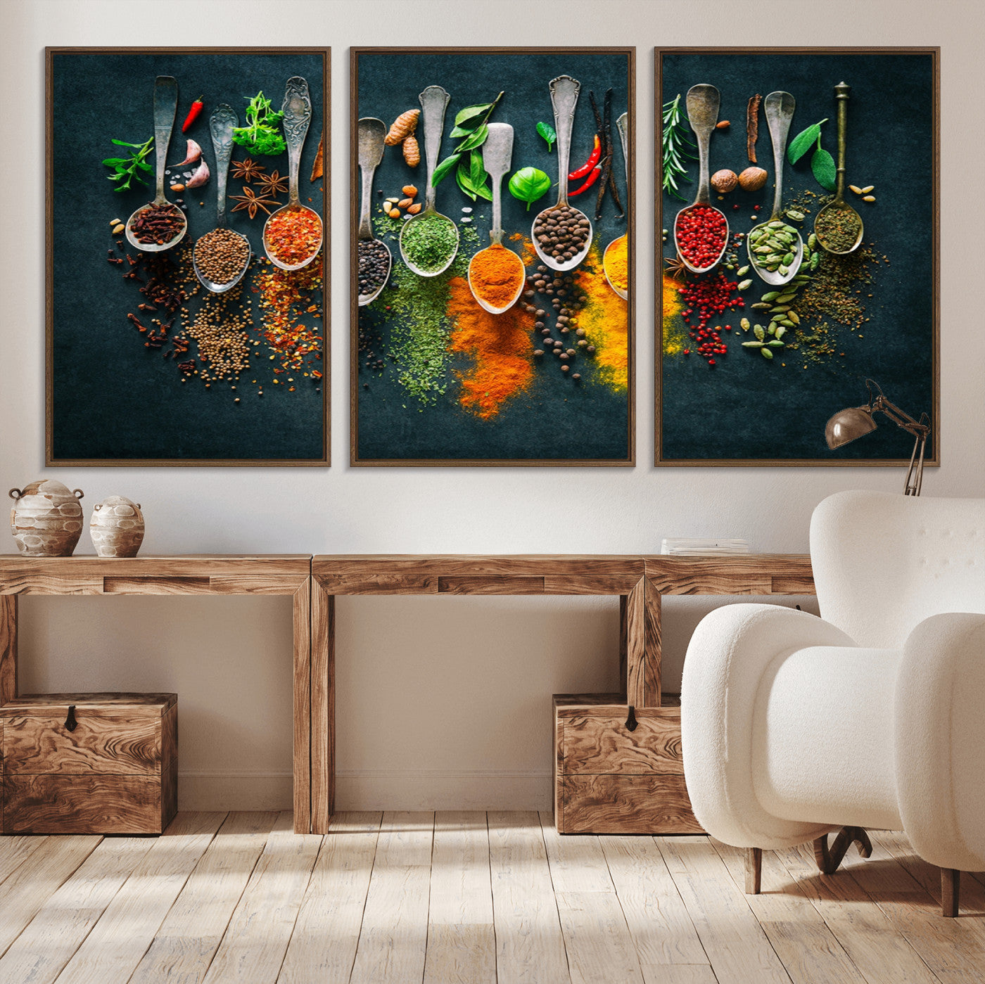 MGV-FC-60X30-3P - Herbs and Spices Kitchen Wall Art Canvas Print