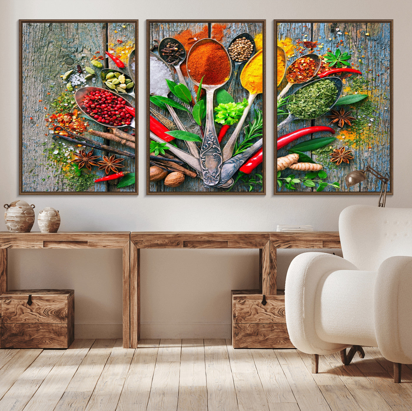 -Kitchen Wall Art Print - Spoonful of Spices Cooking Wall Art Canvas Print - Vibrant Kitchen Decor