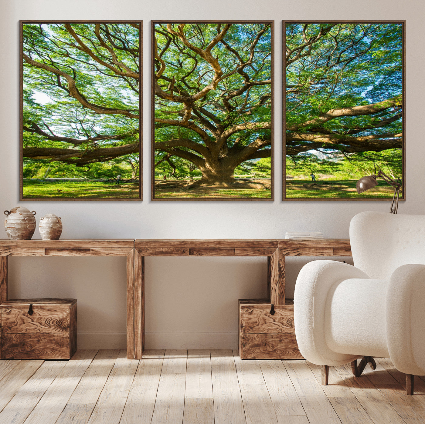MGV-FC-60X30-3P - Angel Oak Tree Wall Art | Oak Canvas Print | Multi Panel Landscape Wall Art | Ready to Hang Wall Art