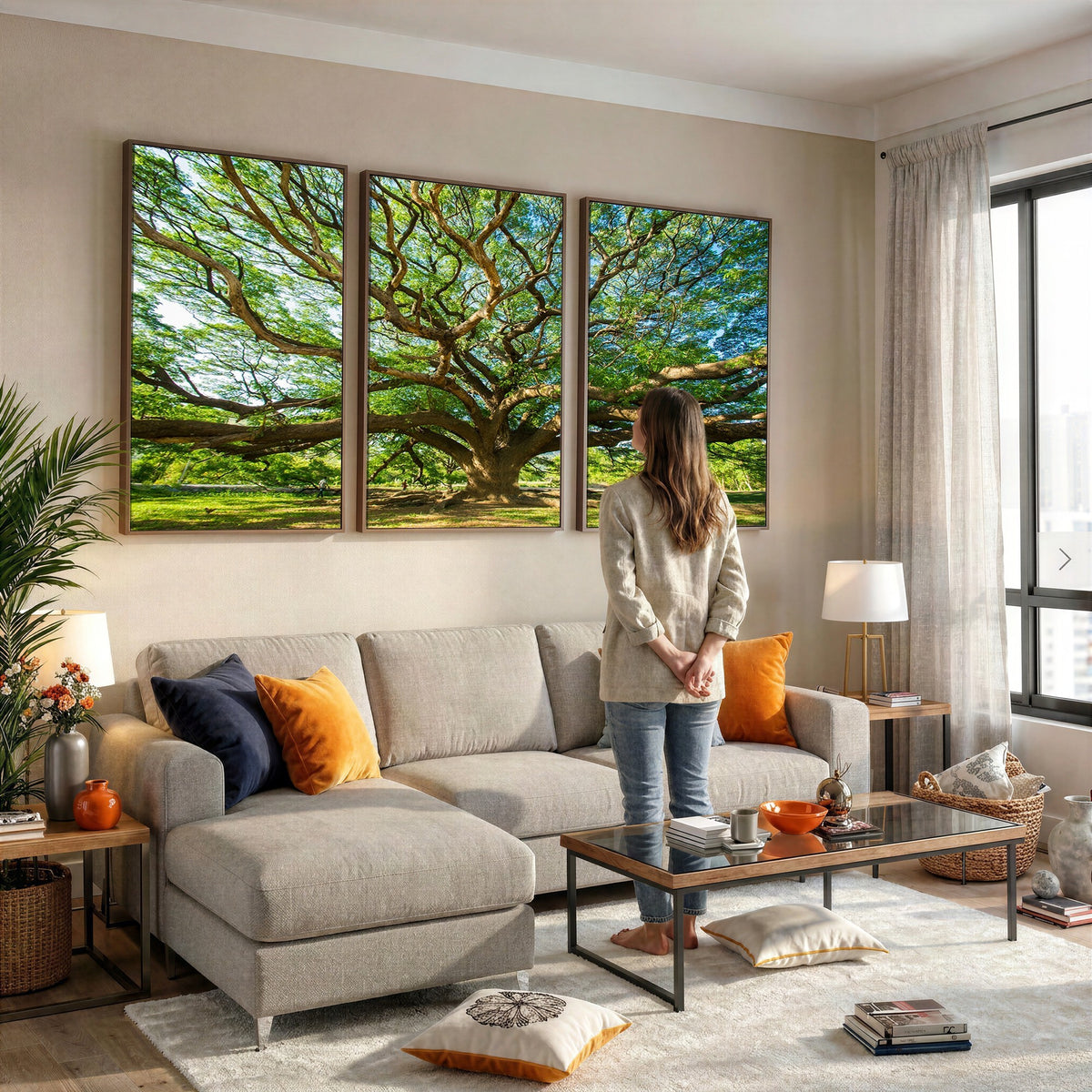 70569-MGV-CV-24X16 - Majestic Oak Tree Wall Art | Serene Nature Canvas Print with Spreading Branches