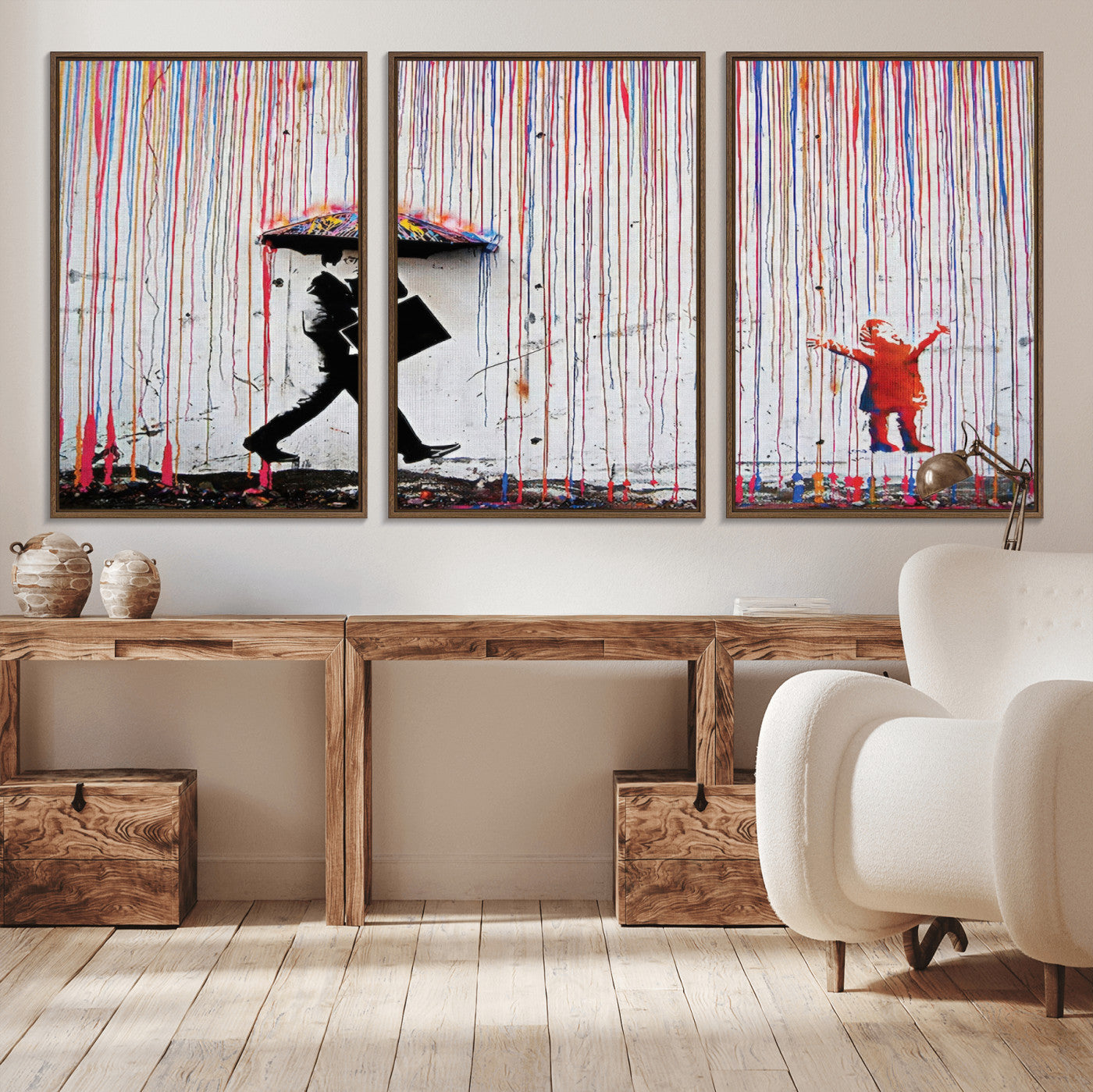 MGV-FC-60X30-3P - Banksy Wall Art Canvas Print, Framed Graffiti Art Picture Print, Banksy Urban Graffiti Perfect Modern Decor Artwork