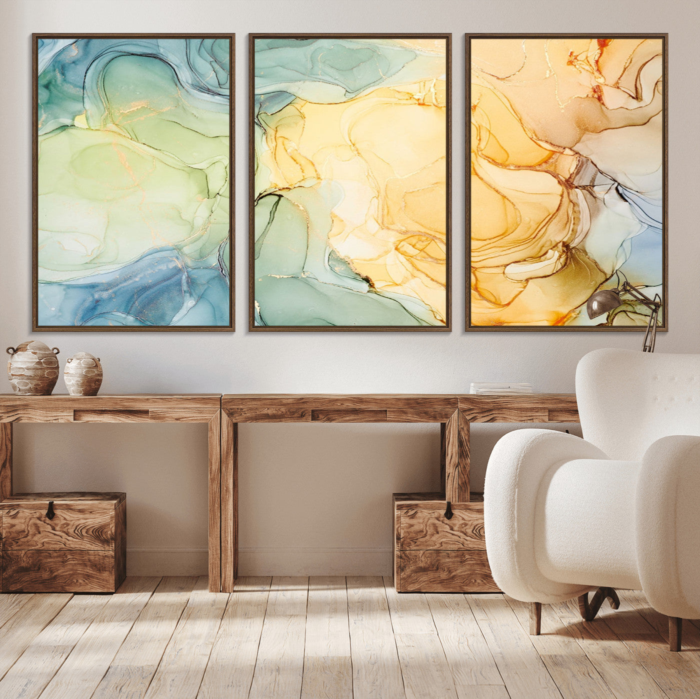 42195-MGV-CV-36X24-Green and Yellow Marble Fluid Effect Wall Art, Green and Yellow Marble Canvas Wall Art Print