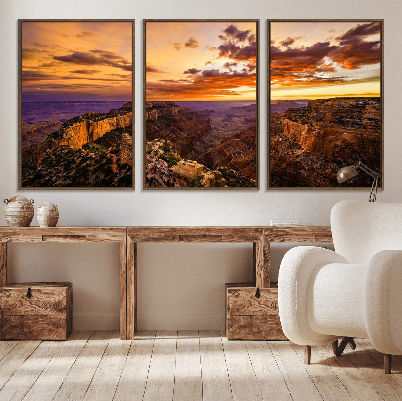 MGV-FC-60X30-3P - Mesmerizing Sunset from Grand Canyon Nal Park Wall Art, Grand Canyon Canvas Print
