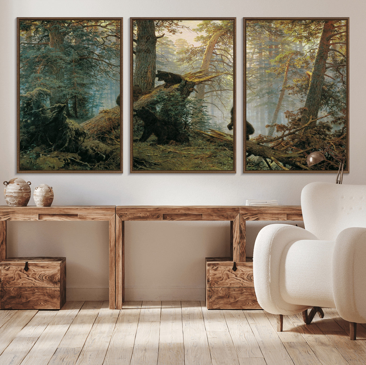 MGV-FC-60X30-3P - Grizzly Bear Cubs Wall Art Canvas Print