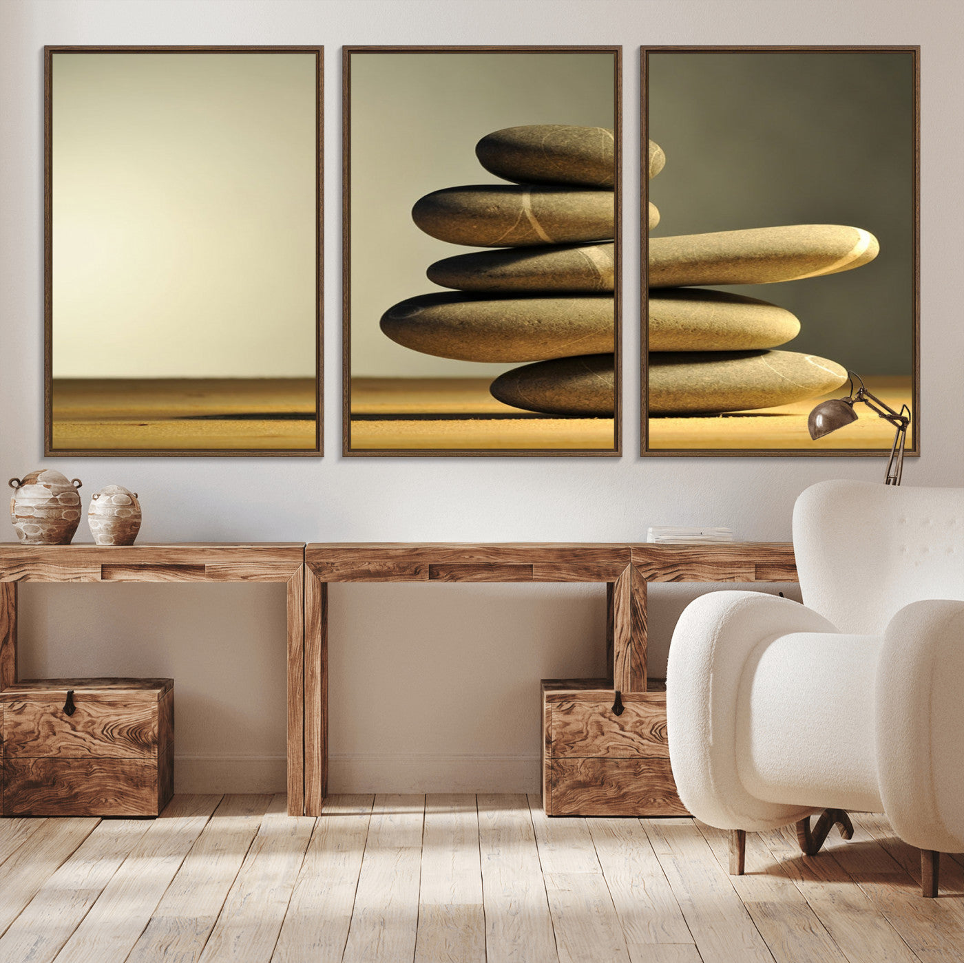 90045-MGV-CV-36X24-Fluvial Zen Stones Canvas Wall Art Print