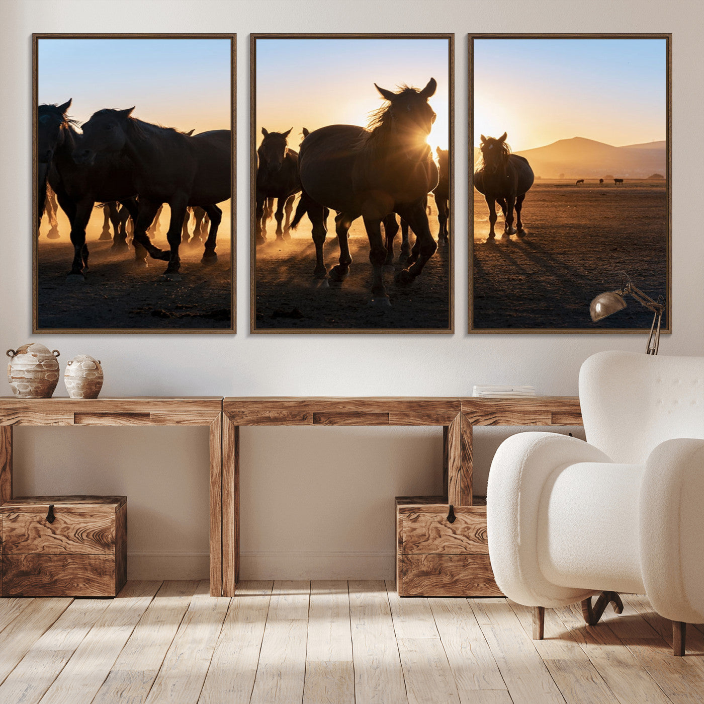58965-MGV-CV-36X24-Horse Herd Wall Art Animal Canvas Print
