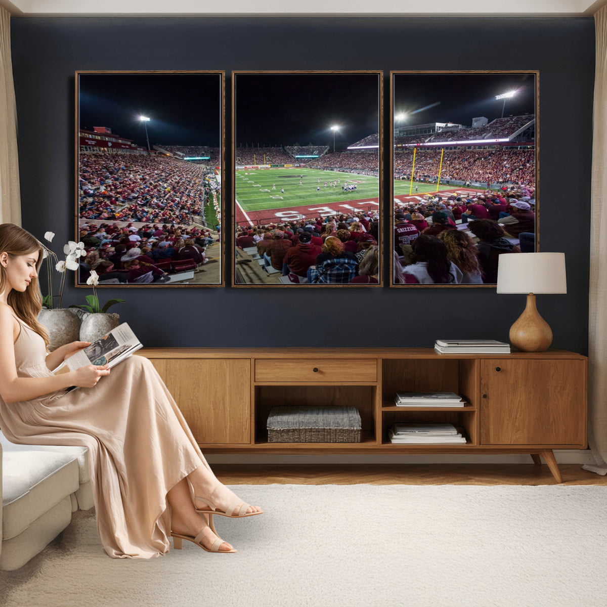 56191-MGV-CV-36X24 - Washington Grizzly Stadium American Football Wall Art Canvas Print, Sports Wall Art Print, Game Room Decor-1