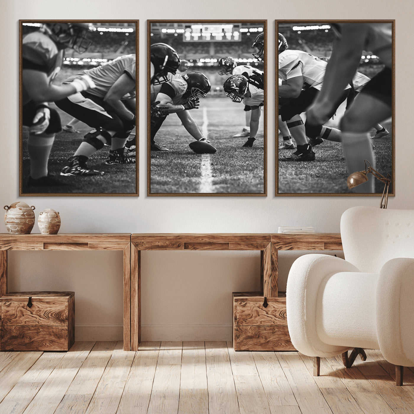 13273-MGV-CV-36X24-American Football Wall Art Canvas Print Framed Stadium Sport Wall Art Iconic Game Day Decor for Home, Office