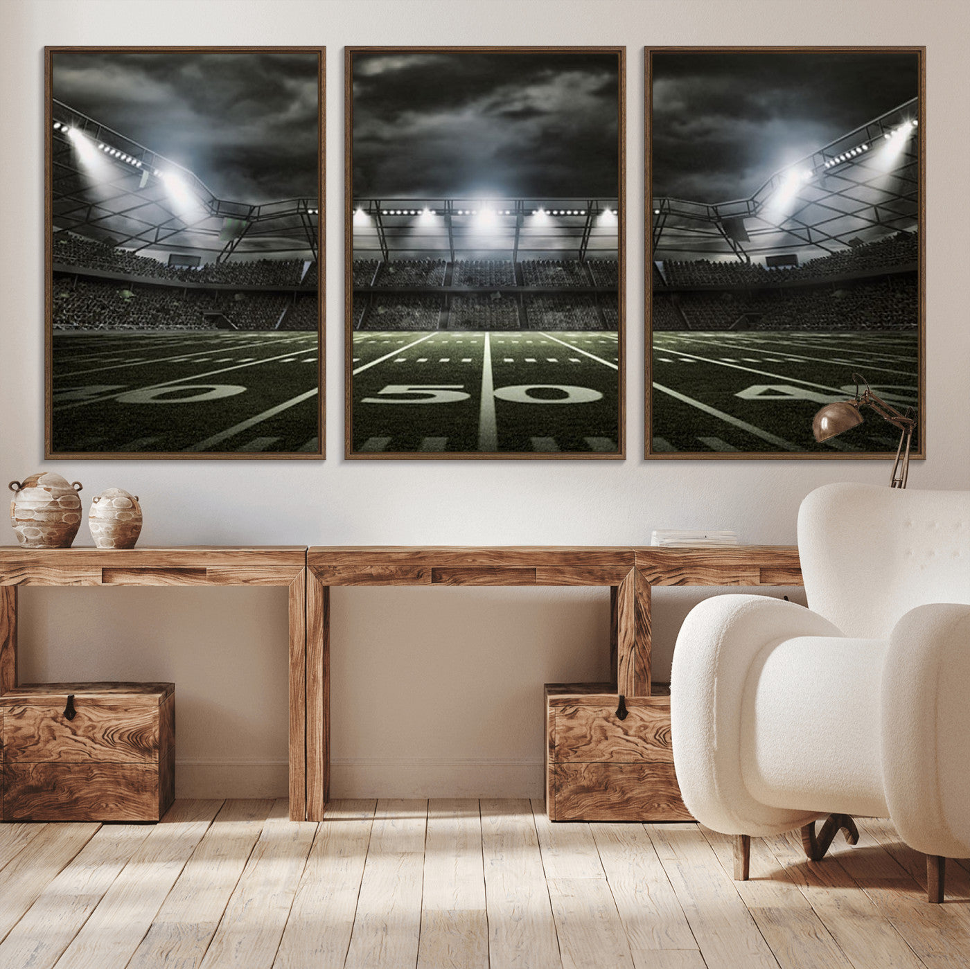 90107-MGV-CV-36X24-American Football Stadium Wall Art Canvas Print, Stadium Sport Wall Art Print