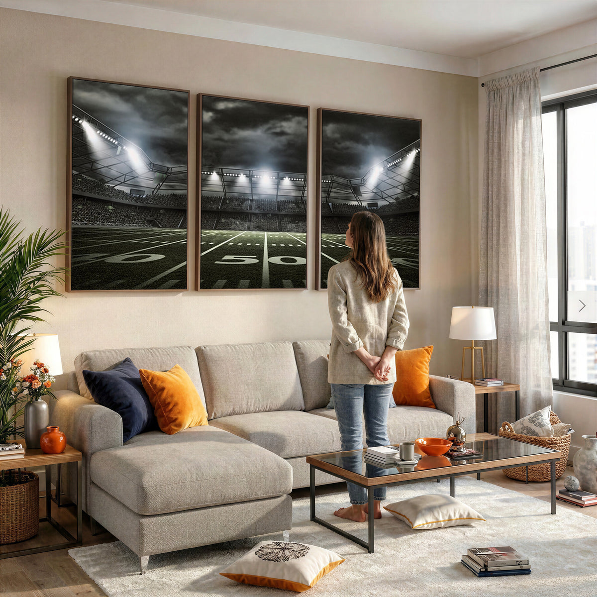 90107-MGV-CV-36X24 - American Football Stadium Wall Art Canvas Print, Stadium Sport Wall Art Print