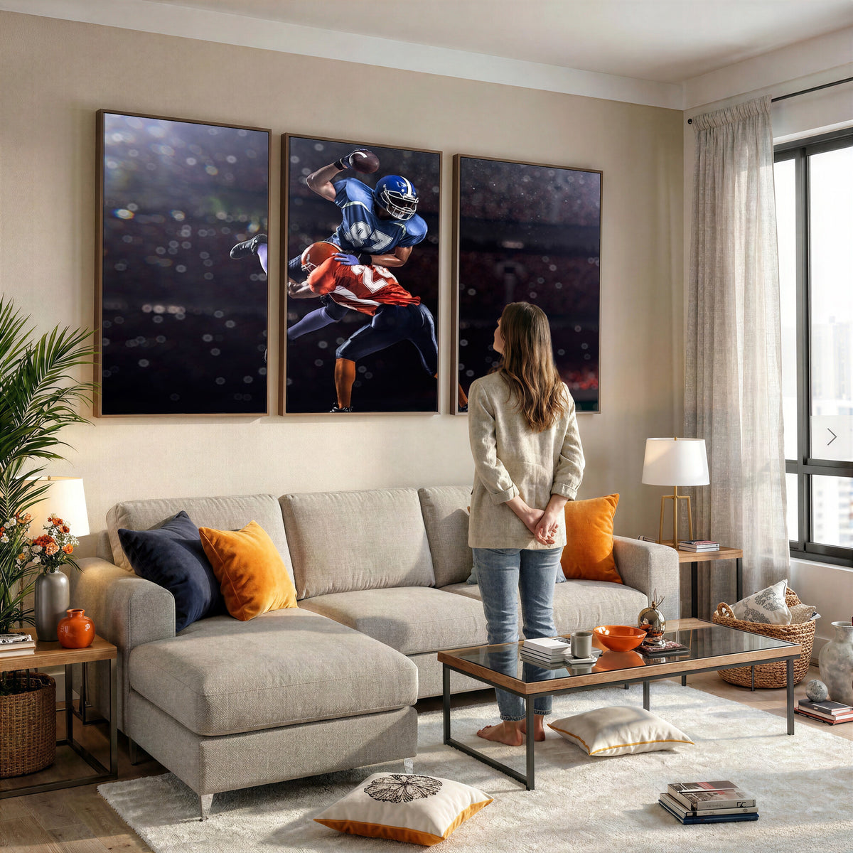 76491-MGV-CV-36X24 - American Football Wall Art Canvas Print, Stadium Sport Wall Art Print