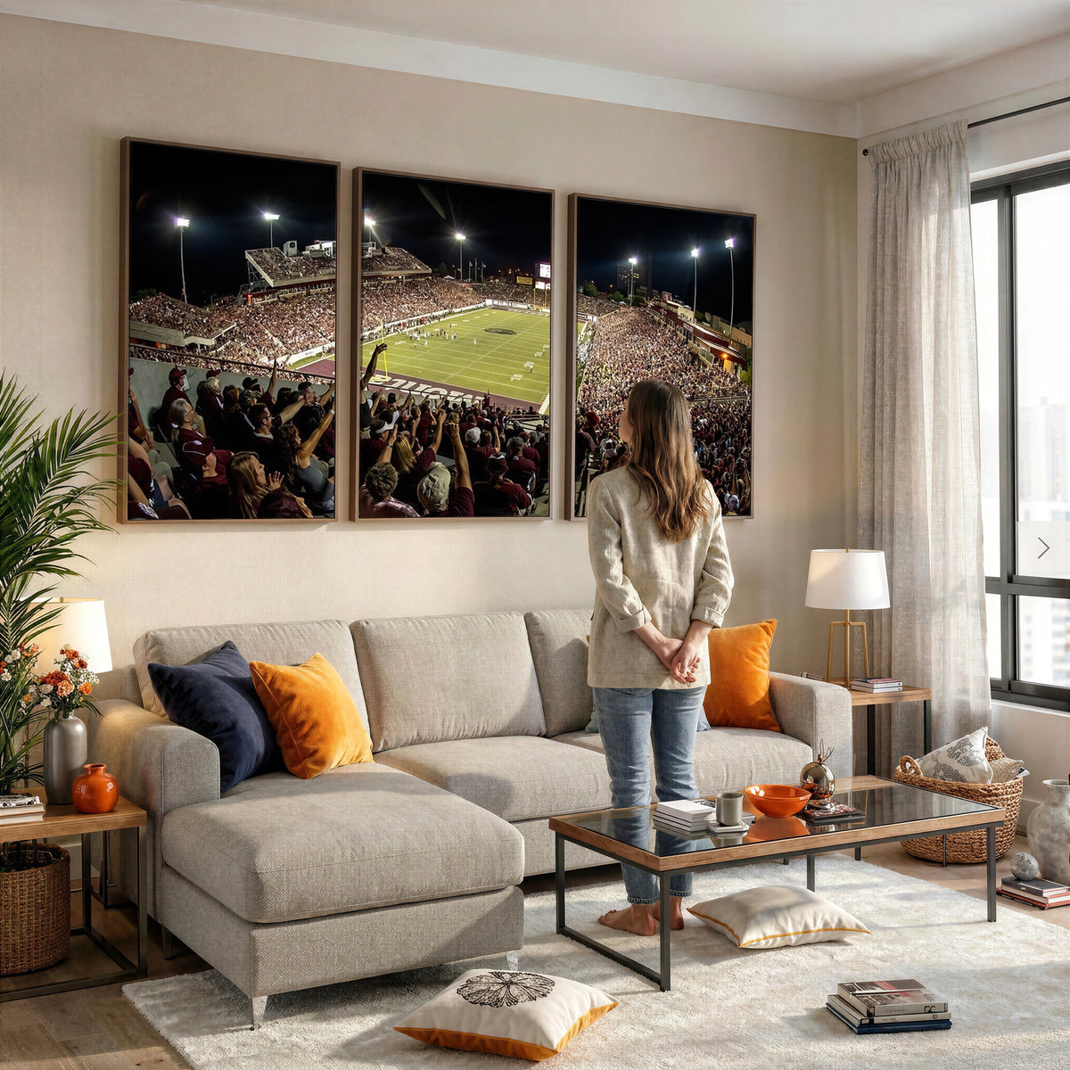94126-MGV-CV-36X24 - Washington-Grizzly Stadium Canvas Wall Art | Exciting Game Night Atmosphere in Panoramic View