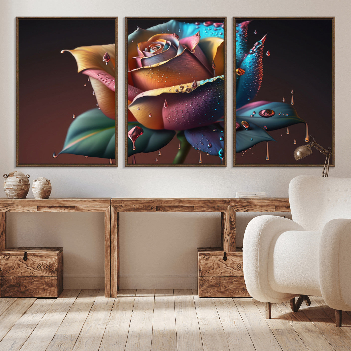 MGV-FC-60X30-3P - Abstract Rose Wall Art Canvas Print