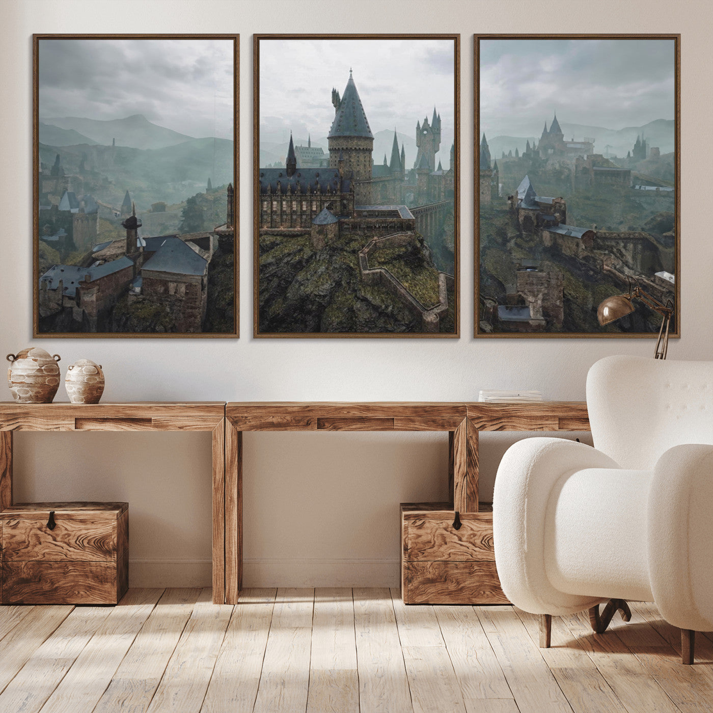 MGV-FC-60X30-3P - Disney Castle Wall Art Canvas Print, Living Kids Home Room Decor Art Print