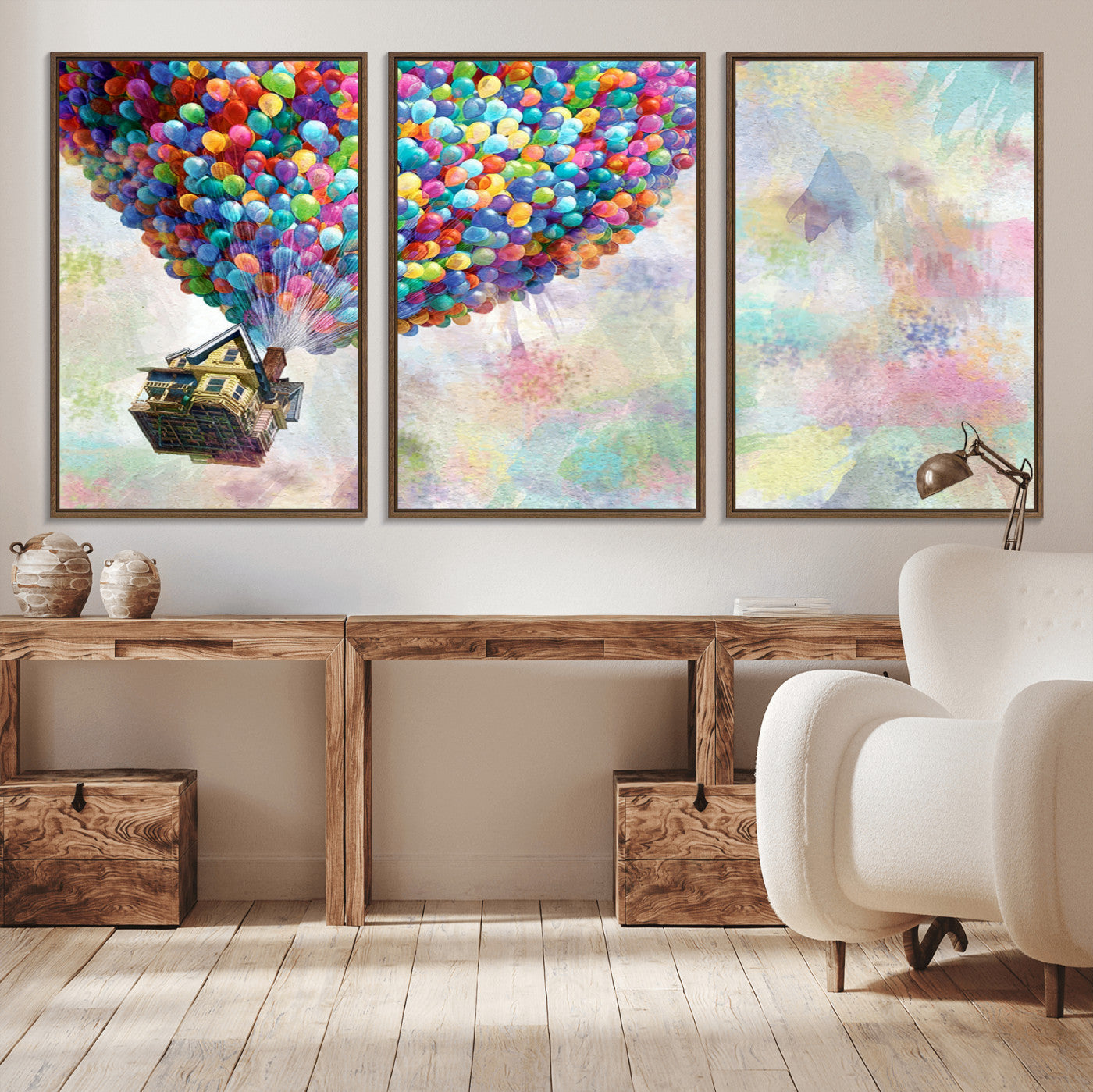 MGV-FC-60X30-3P - Up Pixar Poster, Look Up Pixar Wall Art, Up Pixar Canvas, Kids Play Game Room Decor Wall Art