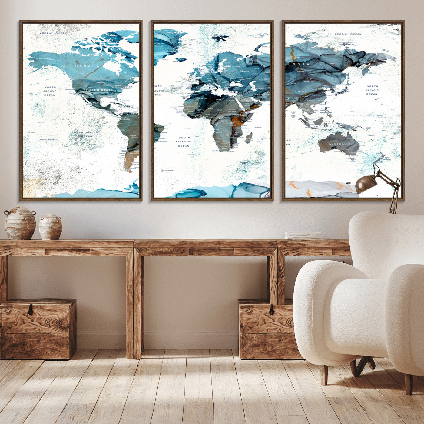 MGV-FC-60X30-3P - Push Pin World Map Canvas Print – Framed Wall Art for Couples to Track Their Travels – Anniversary
