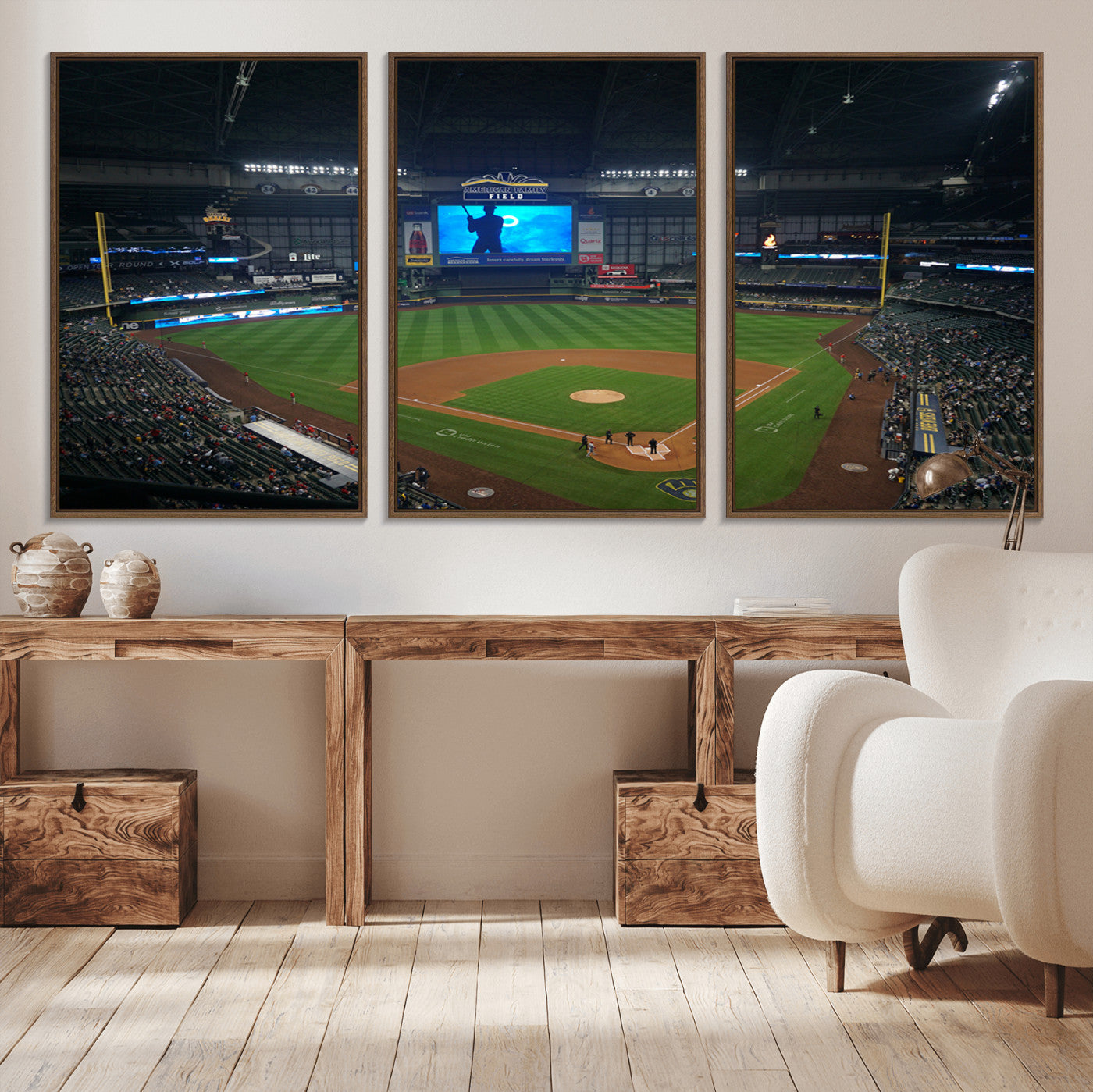 86084-MGV-CV-36X24-Milwaukee Brewers Baseball Art Print - American Family Field Stadium Wall Art Canvas Print