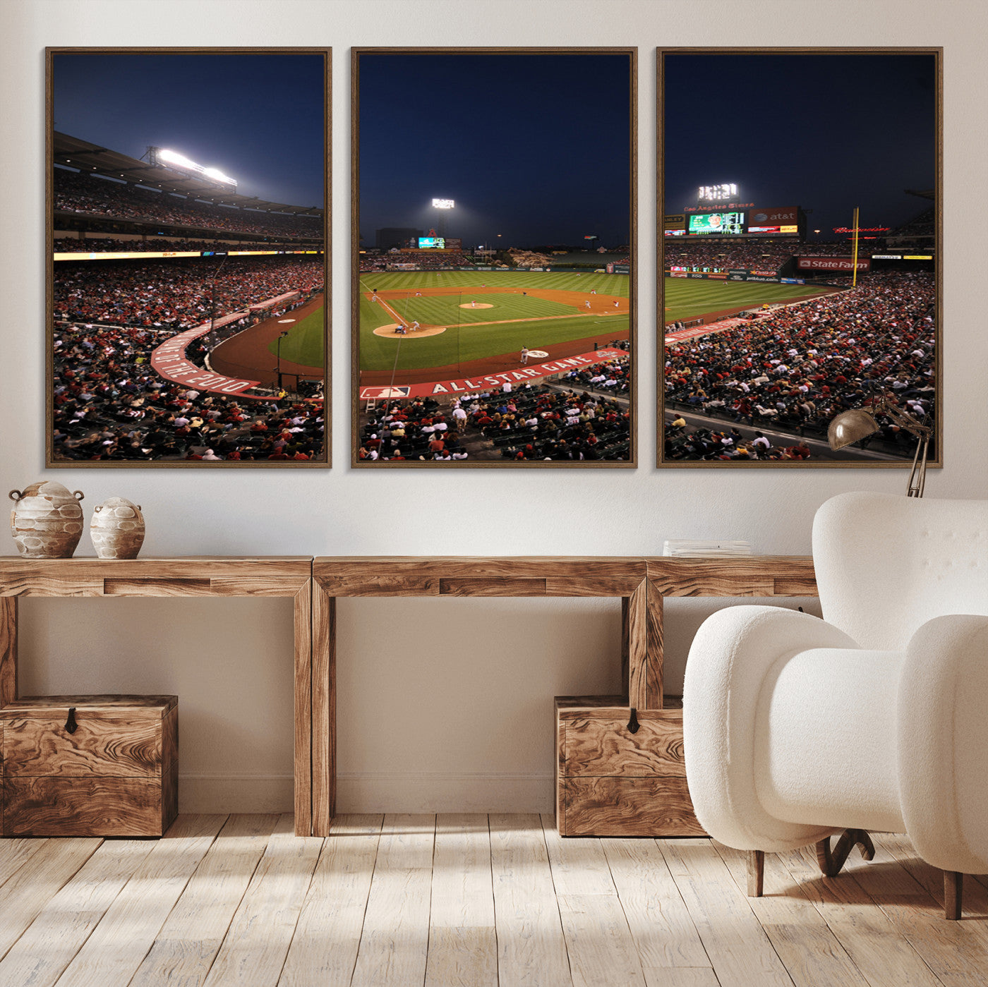 MGV-FC-60X30-3P - Los Angeles Angels Baseball Team Print - Anaheim Angel Stadium Wall Art Canvas Print