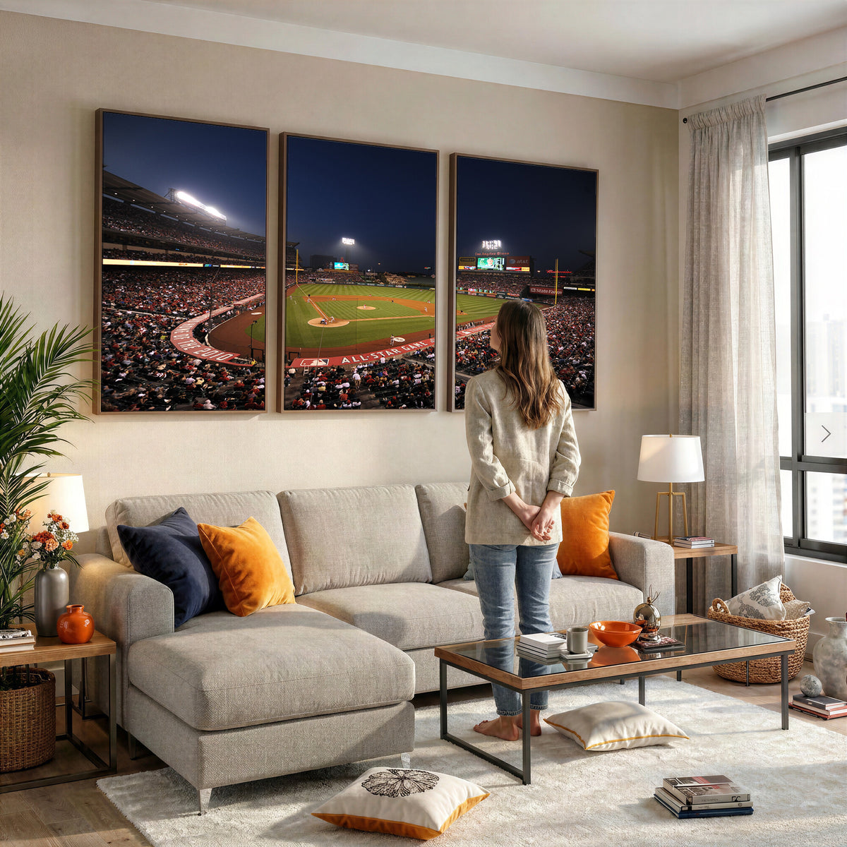 88896-MGV-CV-36X24 - Los Angeles Angels Baseball Team Print, Anaheim Angel Stadium Wall Art