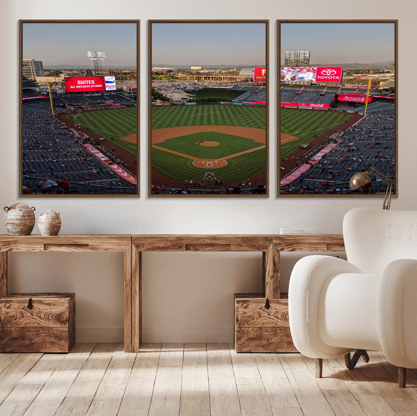 MGV-FC-60X30-3P - Los Angeles Angels Baseball Canvas Print - Anaheim Angel Stadium Wall Art Canvas Print