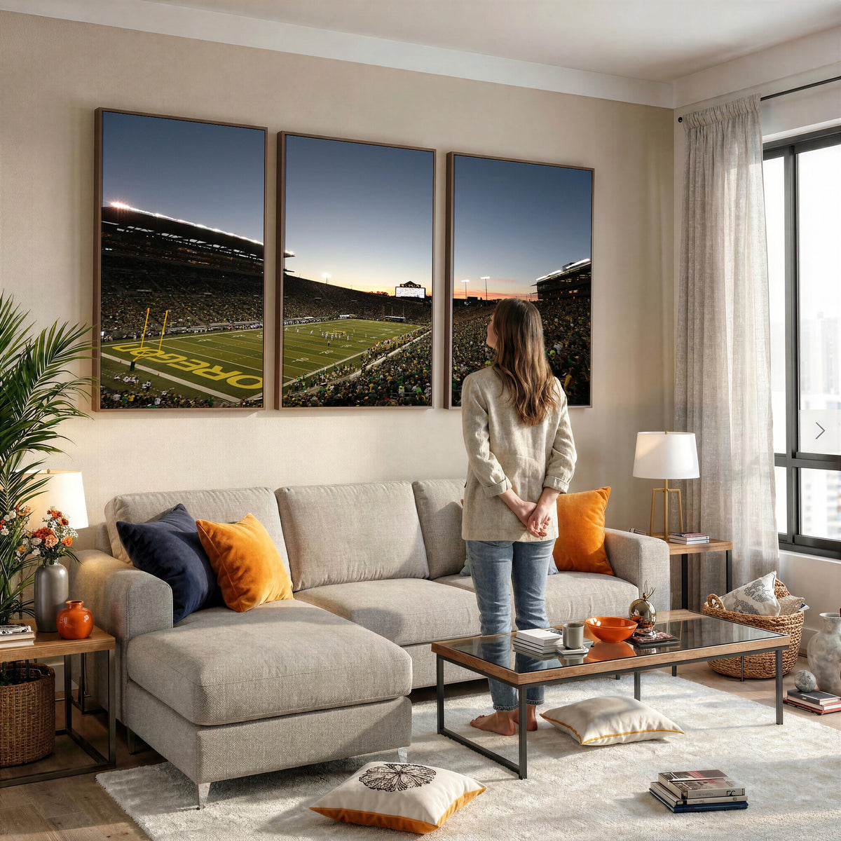 21429-MGV-CV-36X24 - Oregon Ducks Football Team Print - Eugene Autzen Stadium Wall Art Canvas Print