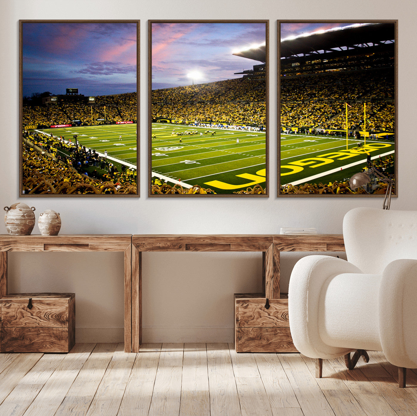 MGV-FC-60X30-3P - University of Oregon Ducks Football Team Print - Eugene Autzen Stadium Wall Art Canvas Print