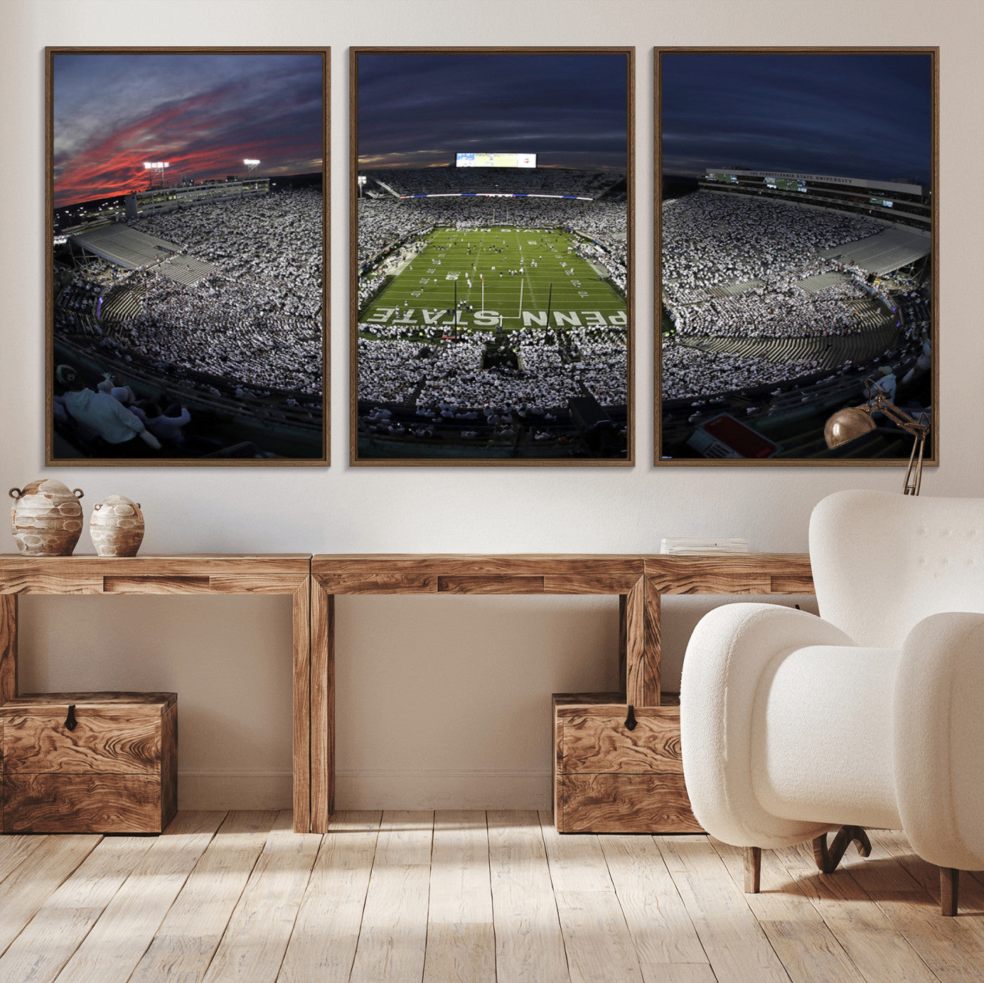 MGV-FC-60X30-3P - Penn State University Nittany Lions Football Team Print - University Park Beaver Stadium Wall Art