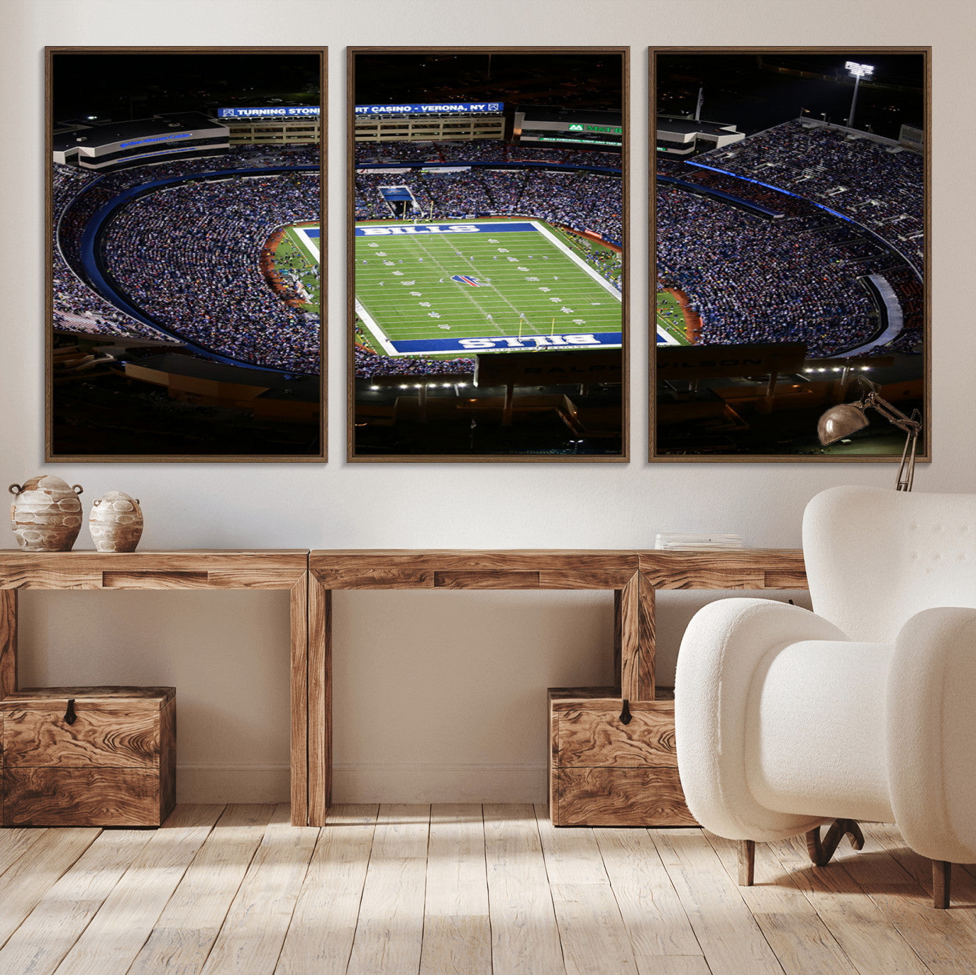 MGV-FC-60X30-3P - Buffalo Bills NFL Football Team Print - Highmark Stadium Wall Art Canvas Print