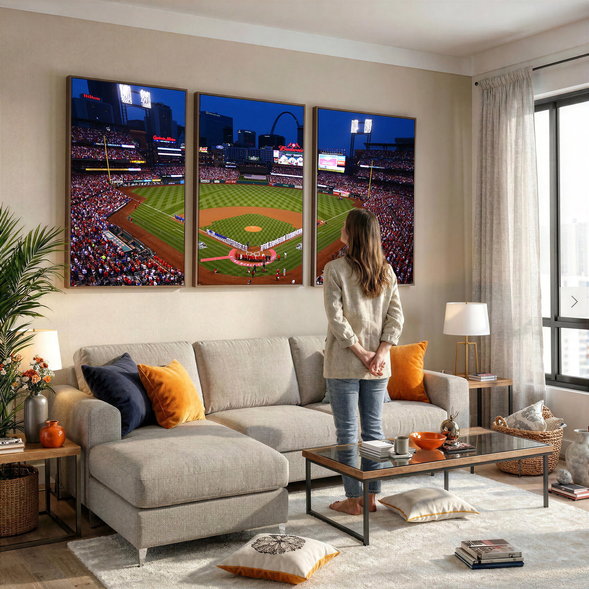 11925-MGV-CV-36X24 - St. Louis Cardinals Baseball Team Print, Busch Stadium Wall Art