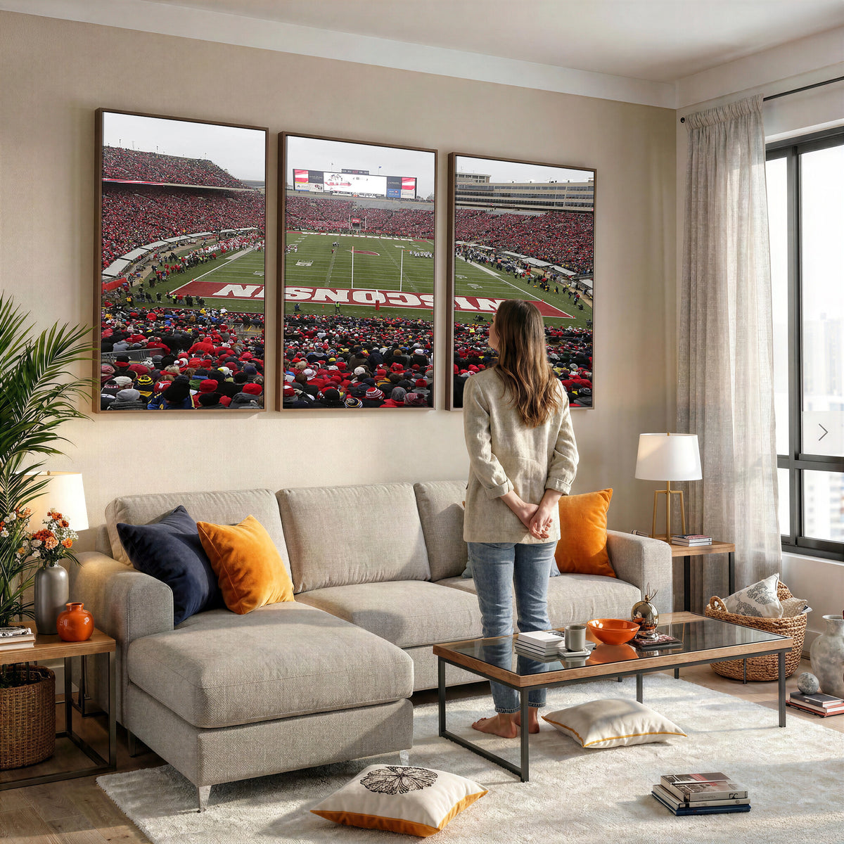23461-MGV-CV-36X24 - Wisconsin Badgers Team Print Canvas, Madison Camp Randall Stadium Wall Art